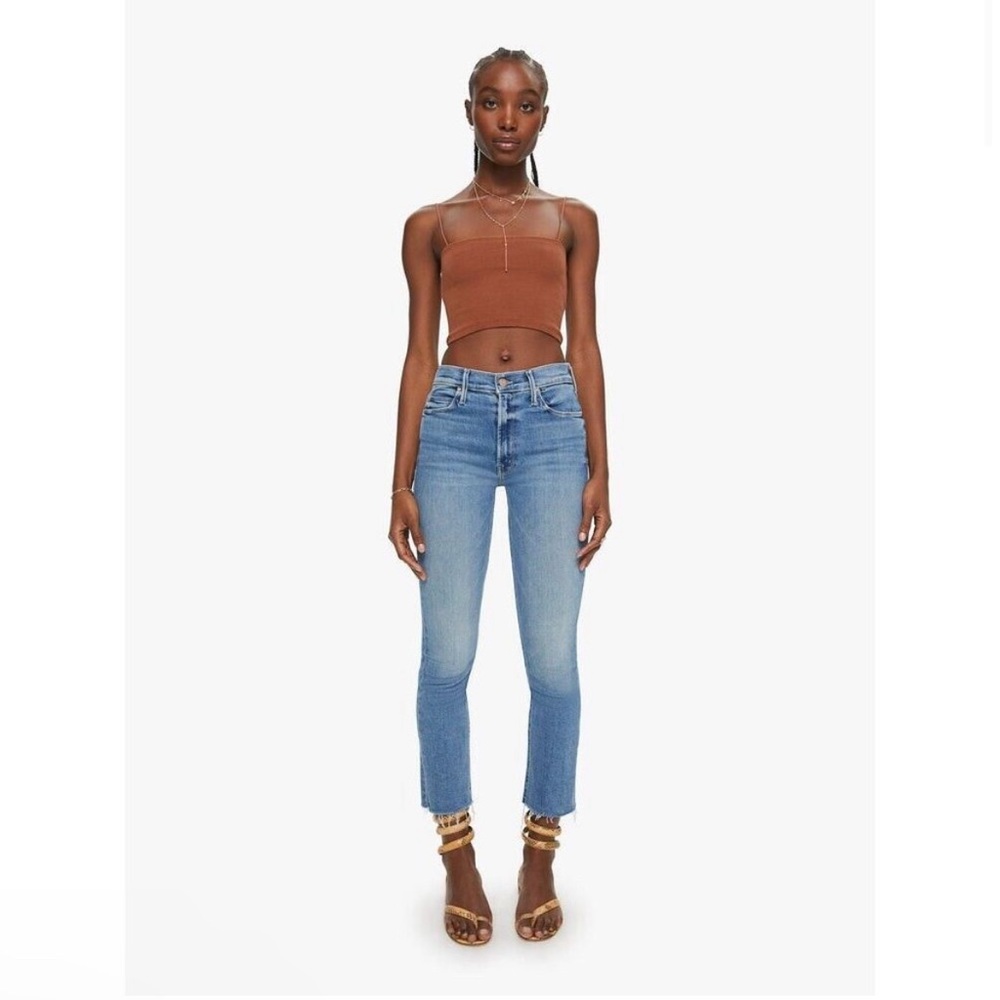 NWT Mother Mid Rise Dazzler Ankle Fray Riding The Cliffside Size 27 & 28